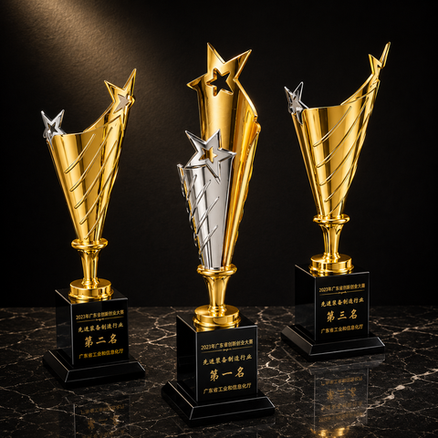 Triple Column Star Trophy - custom acrylic awards with your logo